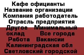 Кафе официанты › Название организации ­ Компания-работодатель › Отрасль предприятия ­ Другое › Минимальный оклад ­ 1 - Все города Работа » Вакансии   . Калининградская обл.,Светловский городской округ 